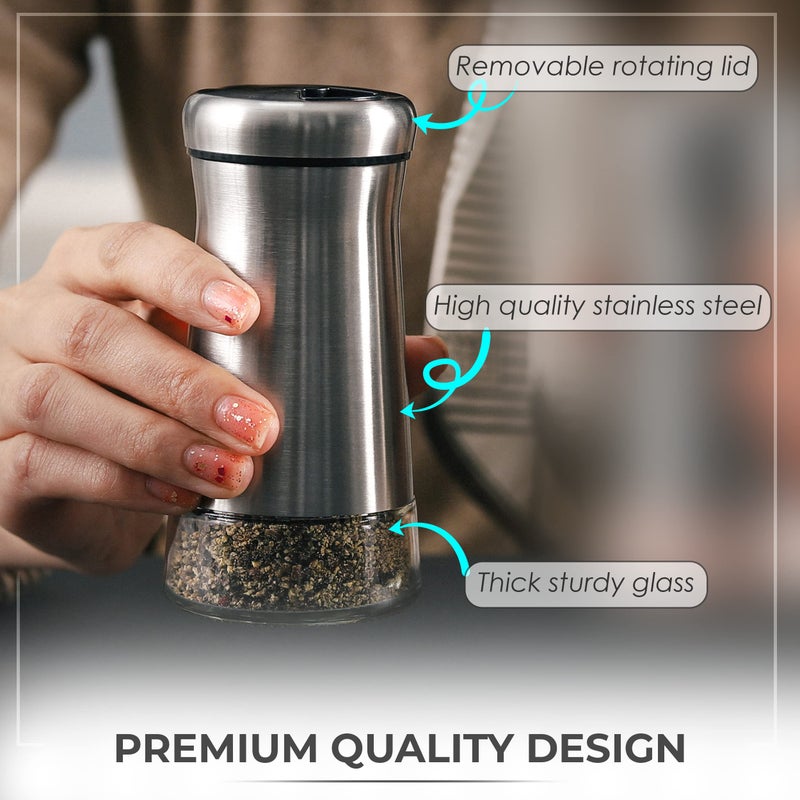 Kitchen & Go Pepper Shaker or Salt Shaker with Adjustable Pour Holes - Elegant Stainless Steel Spice Dispenser - Perfect for Himalayan, Table Salt, White and Black Pepper (Pepper Shaker) - Image 3